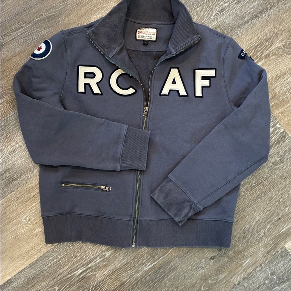 Red Canoe Mens Large Gray Full Zip Sweater Sweatshirt RCAF Canada